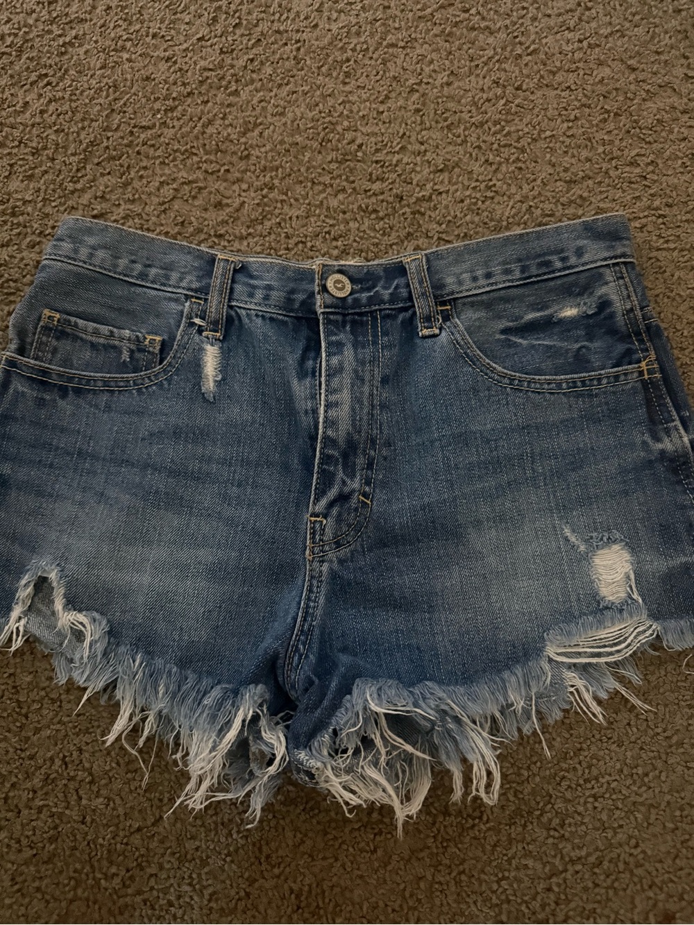Hollister Distressed Blue Denim Cutoff Shorts